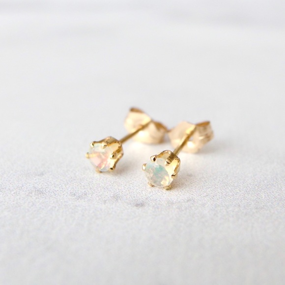 instant crush jewelry Jewelry - 3mm genuine opal stud earrings 14k GF